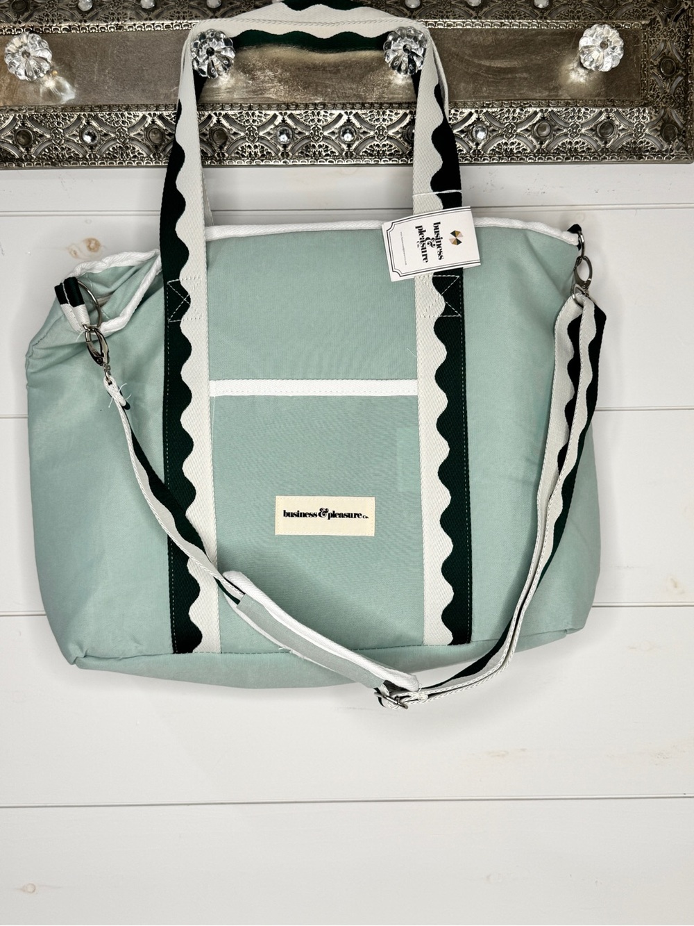business & pleasure Mint Scalloped Strap Tote